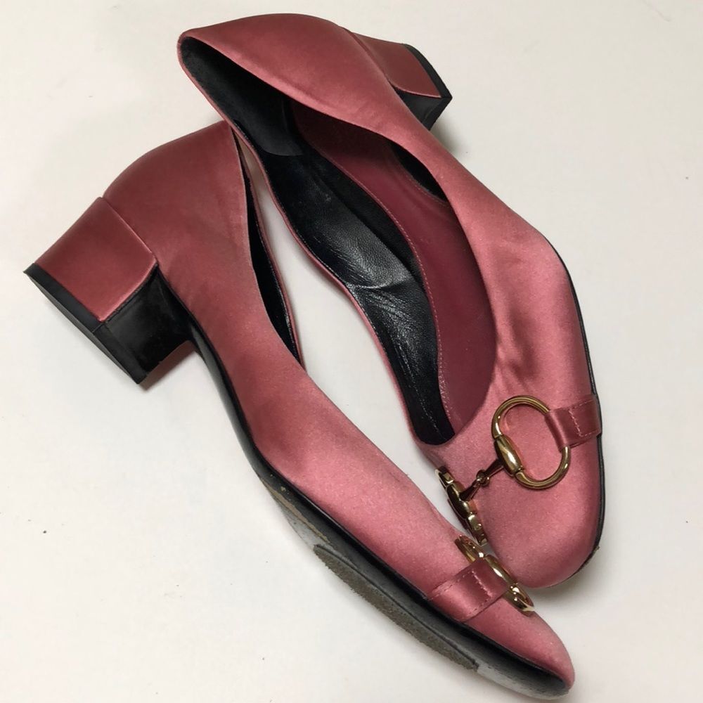 Vintage Gucci Pink Rose Satin Ballerina size 7B - Picture 2 of 8
